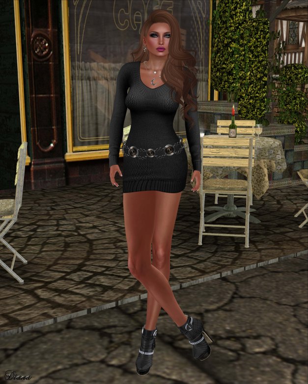 Bueno - Ella-Sweater Dress Black-1