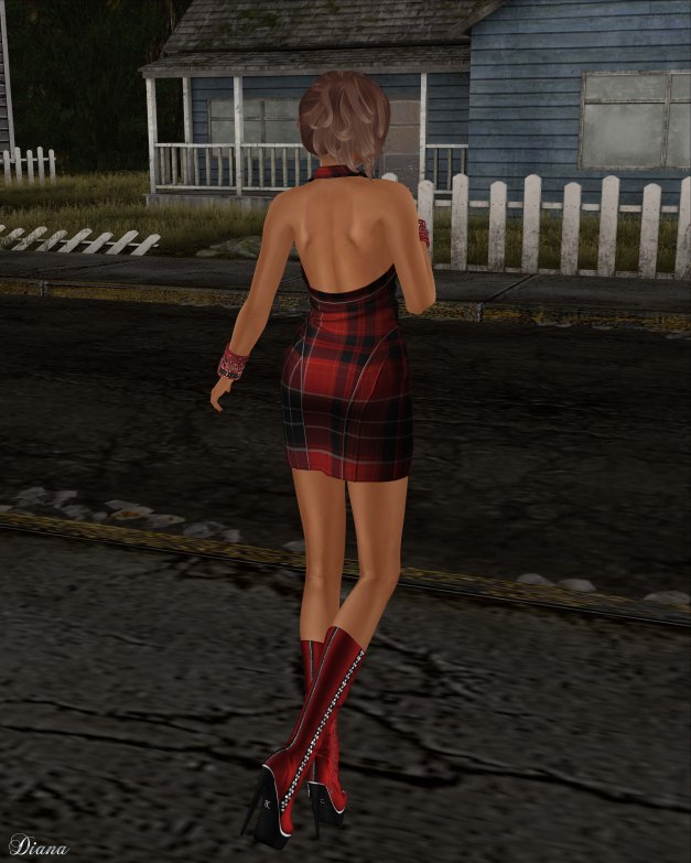 BodyCult - Mesh Neckholder Dress CaraLee red